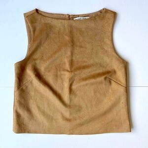 NWOT ABERCROMBIE VEGAN SUEDE SHELL TOP BOXY FAUX CAMEL WESTERN CHIC NASHVILLE